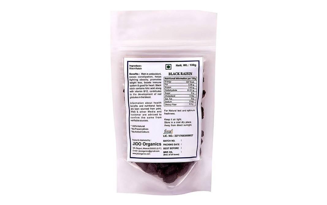 Jioo Organics Black Raisin    Pack  100 grams